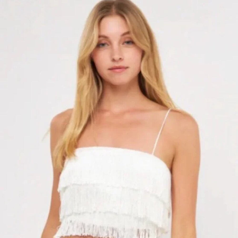 Endless Rose White Fringe Top Bandeau